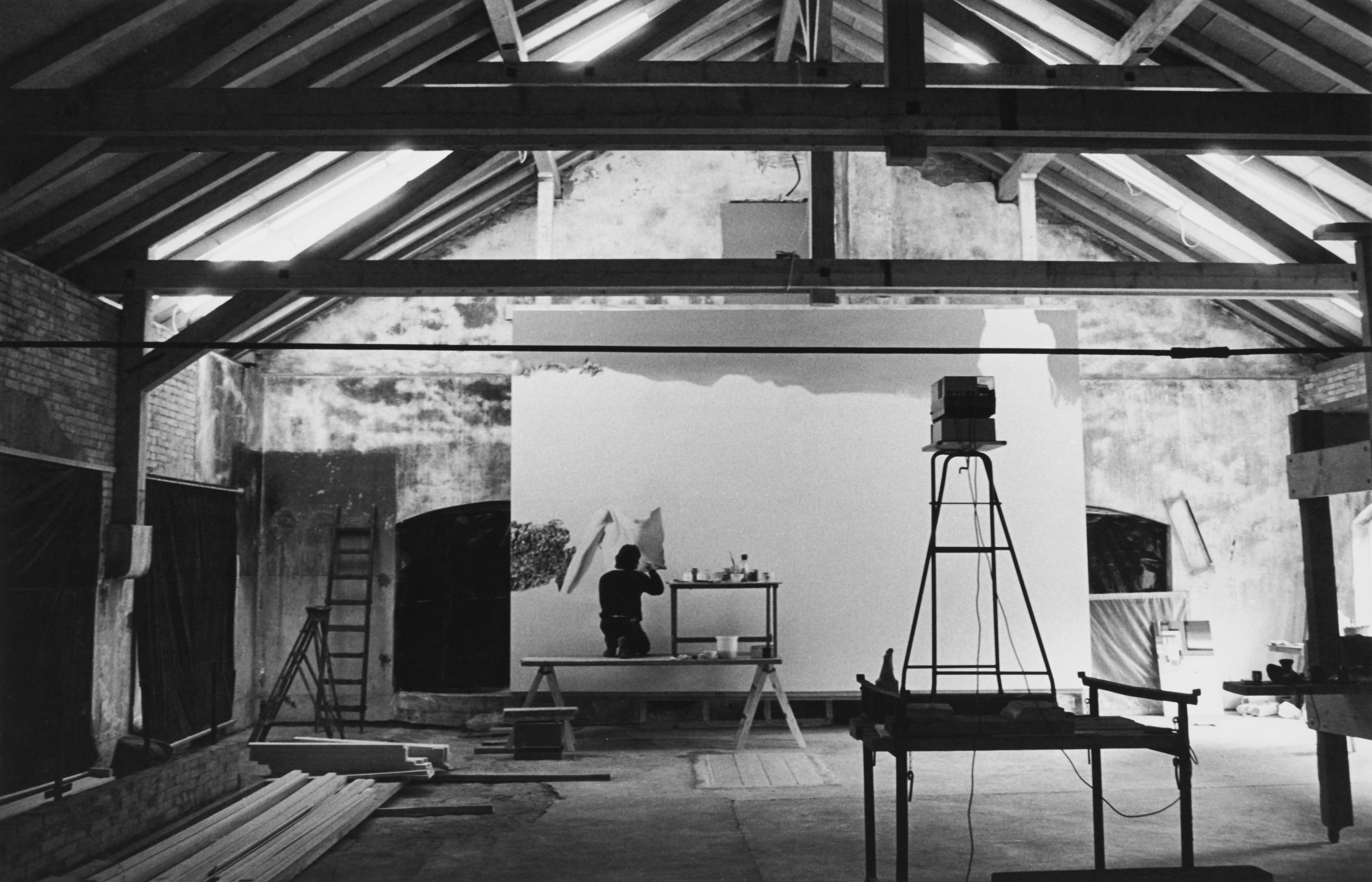 Foto von Franz Gertsch im Atelier