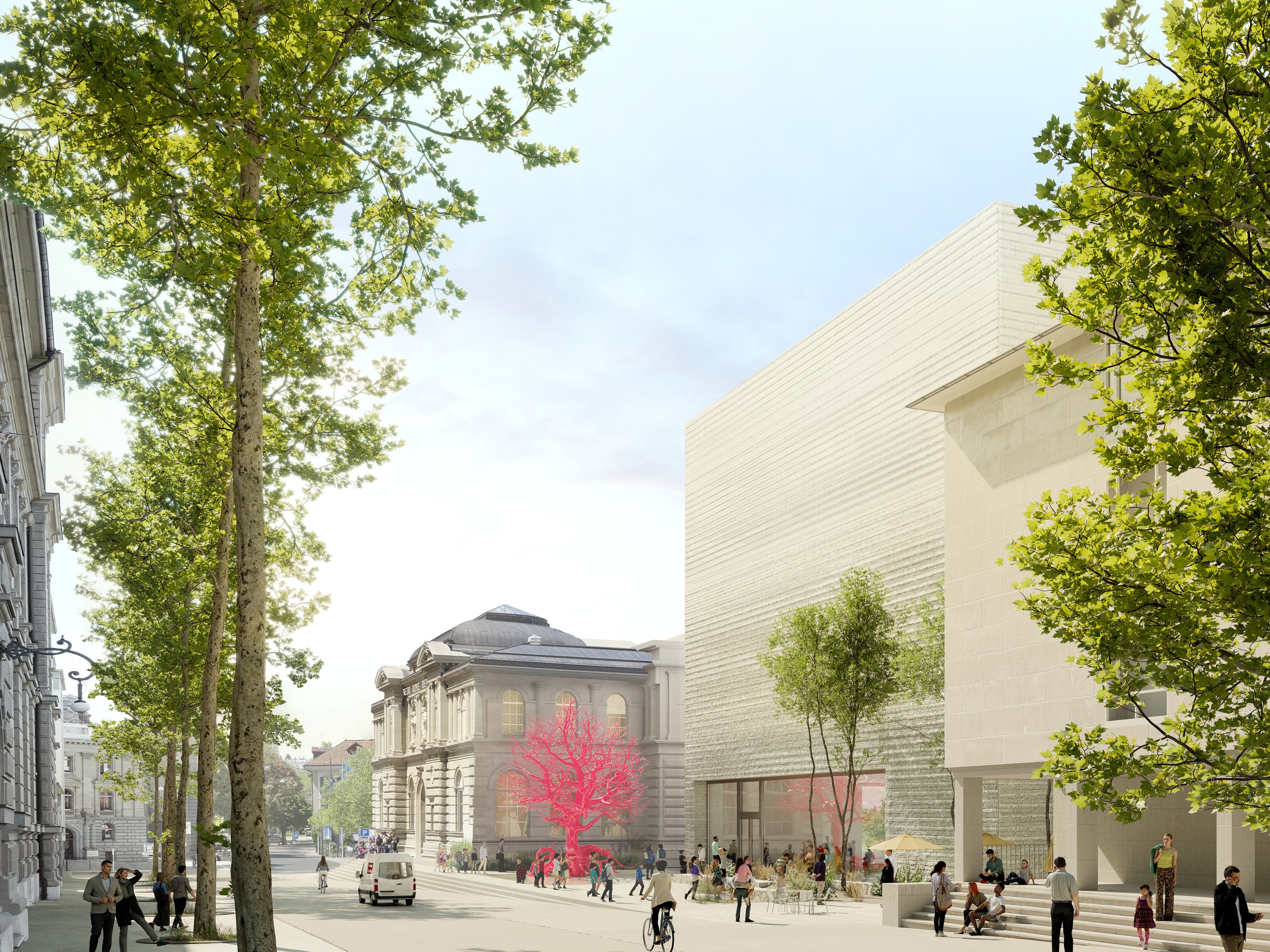 Rendering Siegerprojekt «Eiger»: Blick vom Waisenhausplatz / Visualisierung: Studio Blomen, Zürich